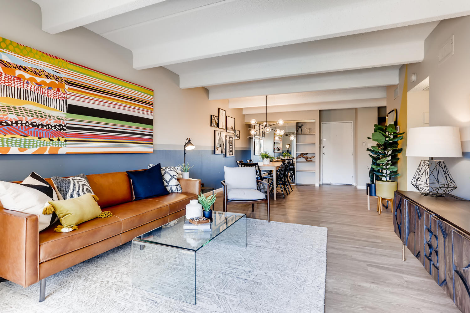 large living room and view of front door